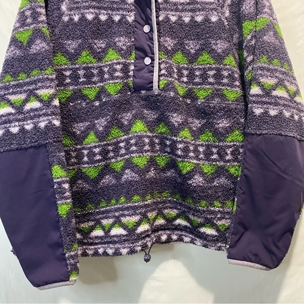 HYBA Sherpa Fleece cabincore Quarter Pullover with Raglan Sleeves sz Large - Picture 5 of 16